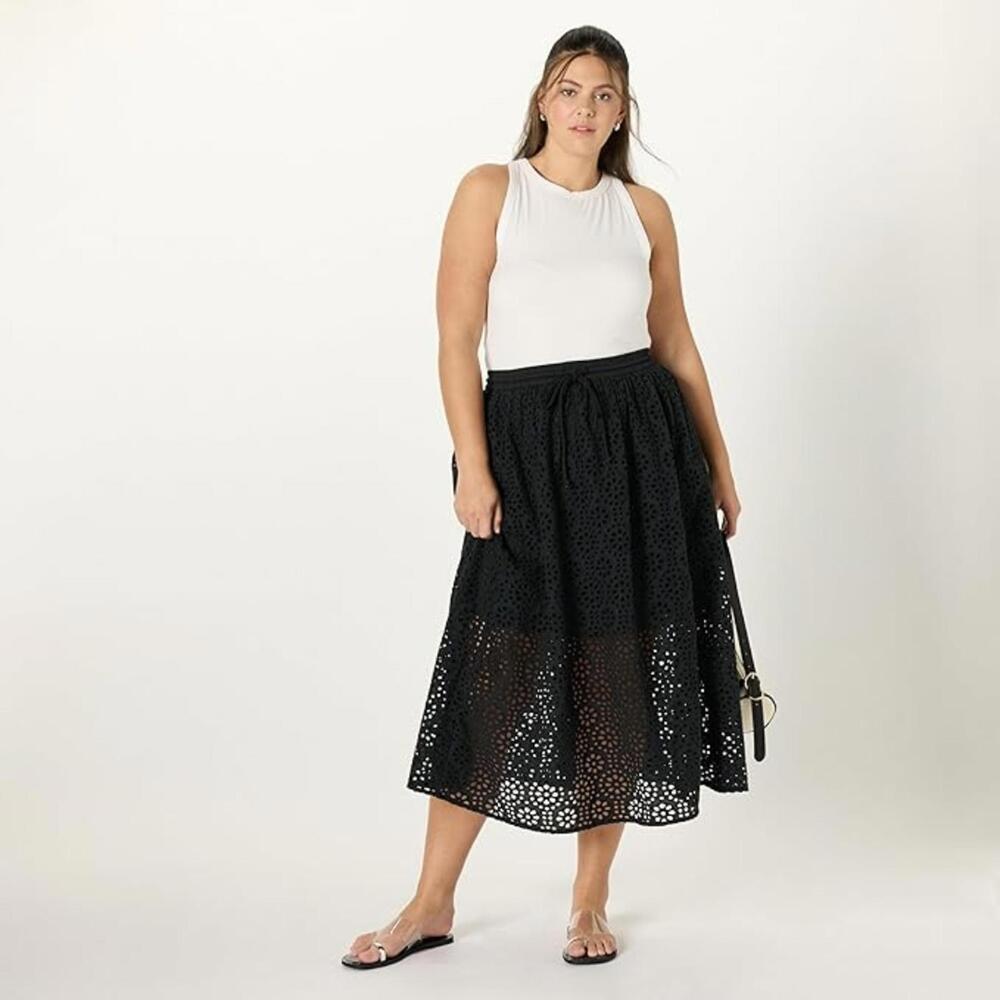 NWT The Drop Women's Giorgi Lace Full Skirt, 100% Cotton, Black, 5X (32-34)
